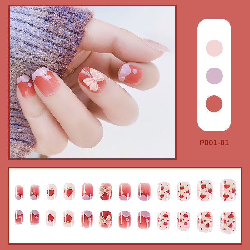 24PCS/Box Finished Design Press On Fake Nails Kit