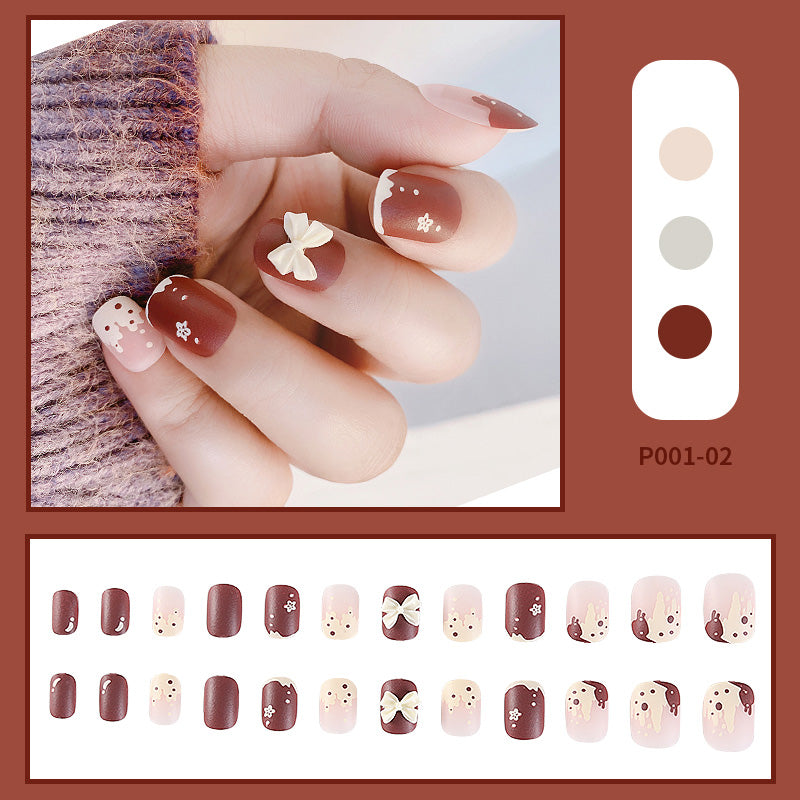 24PCS/Box Finished Design Press On Fake Nails Kit