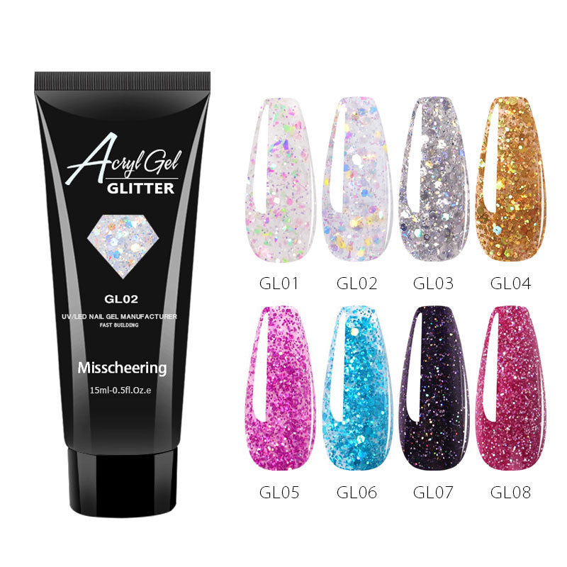 15ml Glitter Nail Poly Gel Extension Builder UV Gel With Sequis