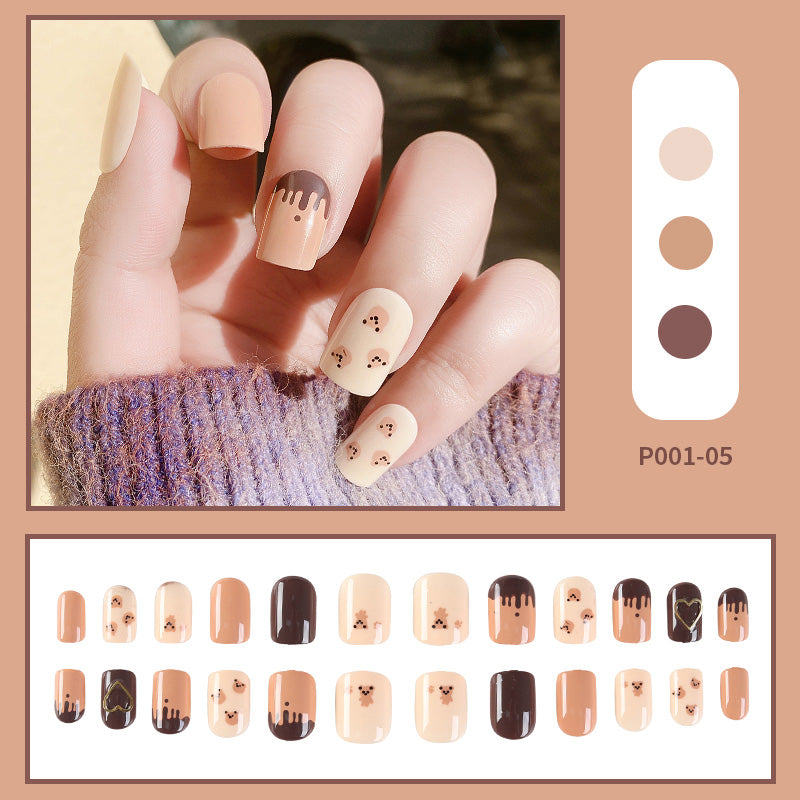 24PCS/Box Finished Design Press On Fake Nails Kit