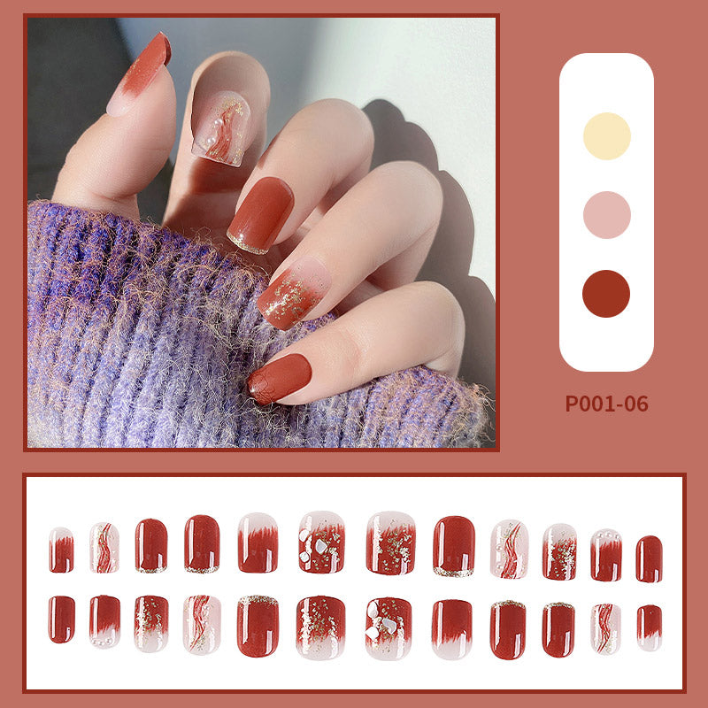 24PCS/Box Finished Design Press On Fake Nails Kit