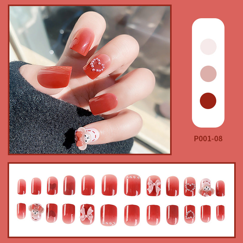 24PCS/Box Finished Design Press On Fake Nails Kit