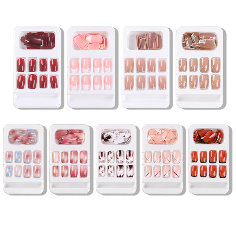 24PCS/Box Blooming Effect Artficial Press On Fake Nails Kit