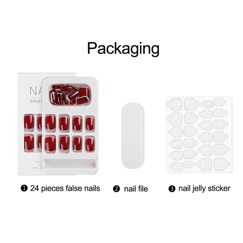 24PCS/Box Finished Design Artficial Press On Fake Nails Kit