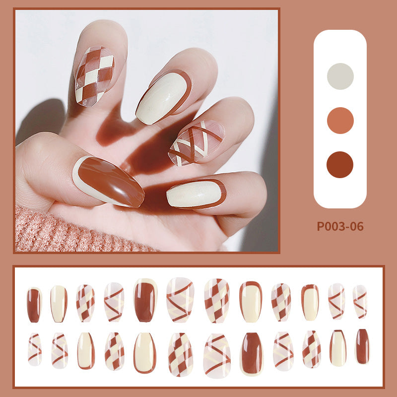 24PCS/Box Finished Design Press On Fake Nails Kit