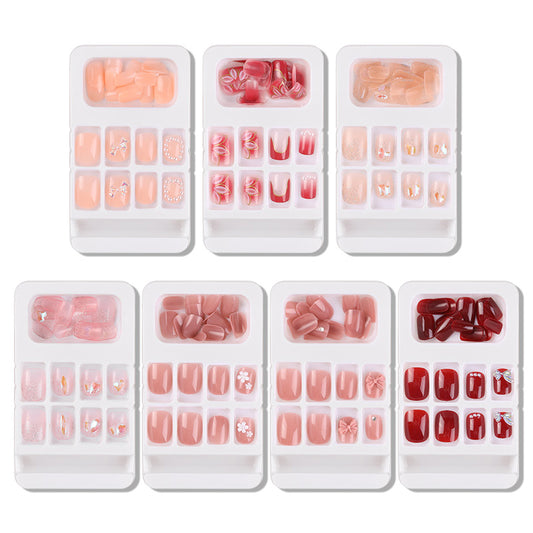 24PCS/Box With Decorations Press On Fake Nails Kit