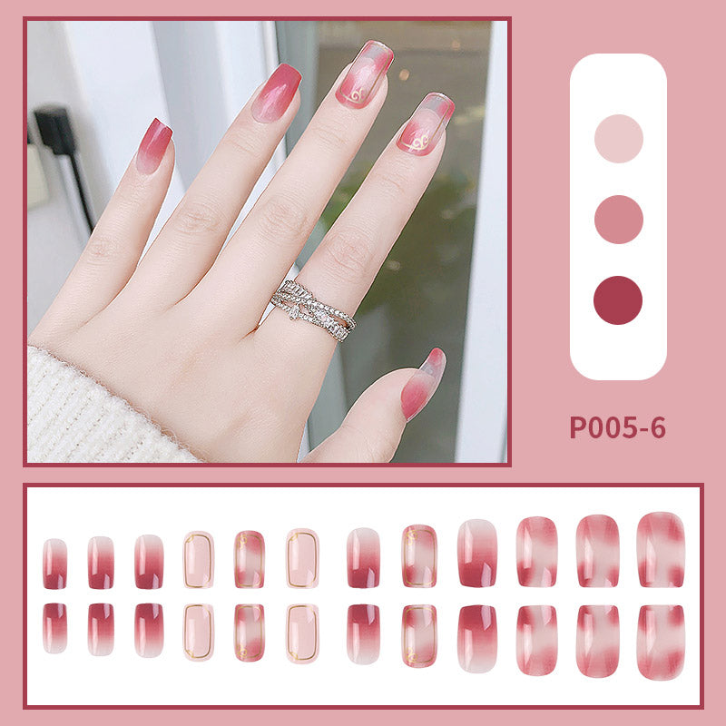 24PCS/Box Blooming Effect Artficial Press On Fake Nails Kit