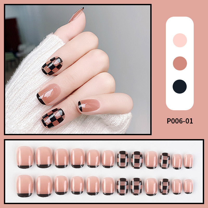 24PCS/Box Finished Design Artficial Press On Fake Nails Kit