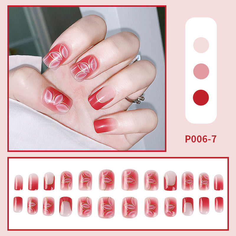 24PCS/Box Finished Design Artficial Press On Fake Nails Kit