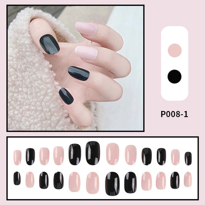 24PCS/Box Long Oval Finished Design Press On Fake Nails Kit