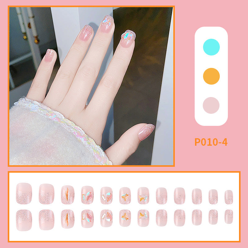 24PCS/Box With Decorations Press On Fake Nails Kit