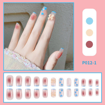 24PCS/Box With Butterfly Decorations Artficial Press On Fake Nails Kit