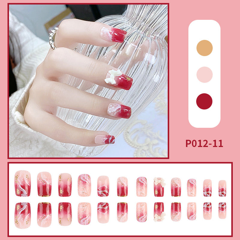 24PCS/Box With Butterfly Decorations Artficial Press On Fake Nails Kit