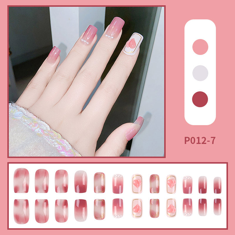 24PCS/Box With Butterfly Decorations Artficial Press On Fake Nails Kit