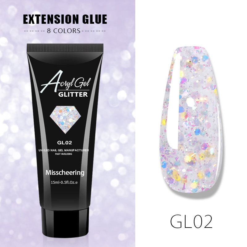 15ml Glitter Nail Poly Gel Extension Builder UV Gel With Sequis