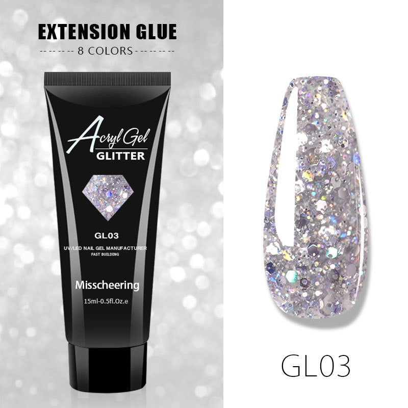 15ml Glitter Nail Poly Gel Extension Builder UV Gel With Sequis