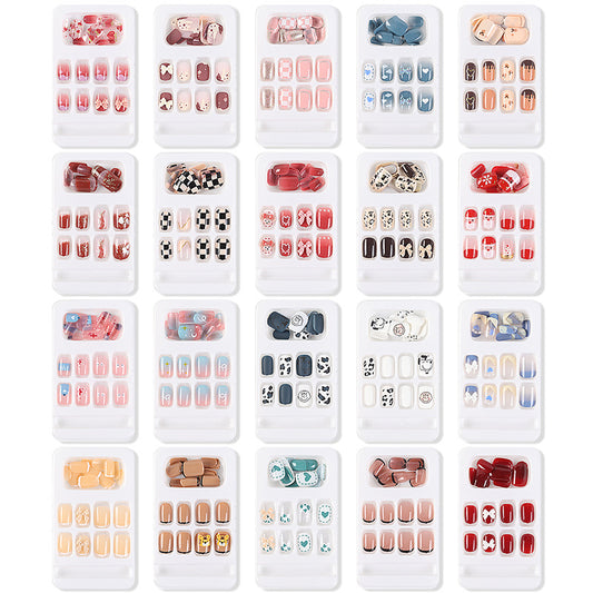 24PCS/Box Finished Design Press On Fake Nails Kit